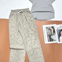 Đồ bộ mango quần dài chấm bi áo tay ngắn trơn - DBO4633