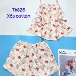Đồ bộ quần đùi áo hai dây xốp cotton mặc nhà - DBO4638