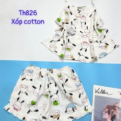 Đồ bộ quần đùi áo hai dây xốp cotton mặc nhà - DBO4638