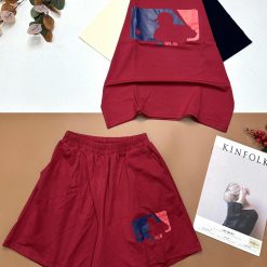 Đồ bộ quần đùi áo tay ngắn hai màu in chữ MLD - DBO4641