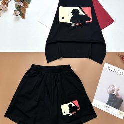 Đồ bộ quần đùi áo tay ngắn hai màu in chữ MLD - DBO4641