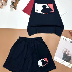 Đồ bộ quần đùi áo tay ngắn hai màu in chữ MLD - DBO4641