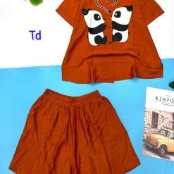 Đồ bộ quần đùi áo sơ mi tay ngắn cổ bẻ hình hai chú gấu - DBO4649