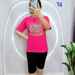 Đồ bộ quần lửng đen áo tay ngắn chữ Love - DBO4651