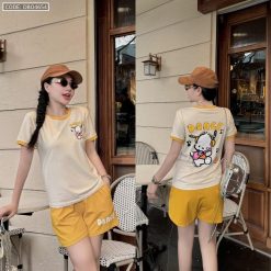 Đồ bộ quần đùi áo tay ngắn in chữ Dance gấu hình gấu nghe nhạc - DBO4654