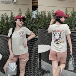 Đồ bộ quần đùi áo tay ngắn in chữ Dance gấu hình gấu nghe nhạc - DBO4654