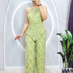 Đồ bộ quần dài áo yếm dây in nhiều hoạ tiết - DBO4659