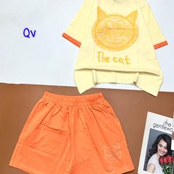 Đồ bộ quần đùi áo tay ngắn in gấu quần cùng màu viền áo - DBO4663