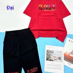 Đồ bộ quần lửng đen áo tay ngắn in chữ CLOUDY - DBO4666