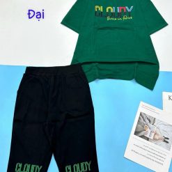 Đồ bộ quần lửng đen áo tay ngắn in chữ CLOUDY - DBO4666