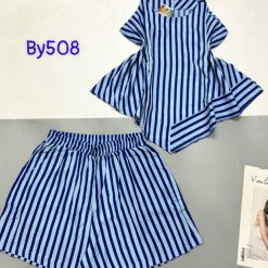 Đồ bộ quần đùi áo quần sọc 2 dây xéo dưới - DBO4667