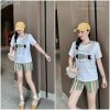Đồ bộ quần đùi sọc áo tay ngắn in hình con cá - DBO4669