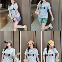 Đồ bộ quần đùi sọc áo tay ngắn in hình con cá - DBO4669