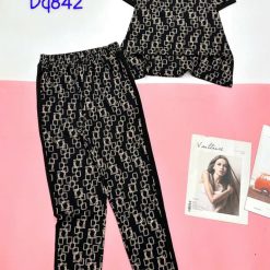 Đồ bộ trung niên quần dài sọc áo tay ngắn nhiều hoạ tiết - DBO4672