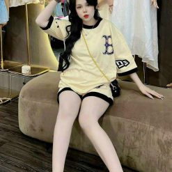 Đồ bộ quần đùi áo tay ngắn in chữ B - DBO4676