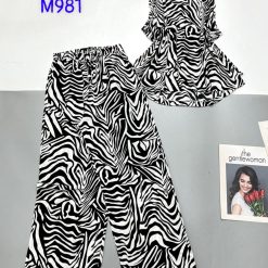 Đồ bộ mango mặc nhà quần dài áo sát nách in nhiều hoạ tiết - DBO4681