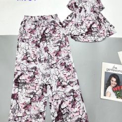 Đồ bộ mango mặc nhà quần dài áo sát nách in nhiều hoạ tiết - DBO4681