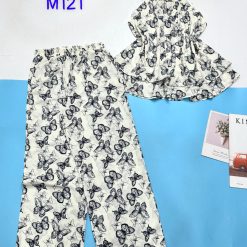 Đồ bộ mango quần dài áo yếm cổ tròn hai tầng in nhiều hoạ tiết - DBO4682