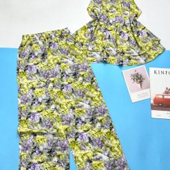 Đồ bộ mango quần dài áo yếm cổ tròn hai tầng in nhiều hoạ tiết - DBO4682