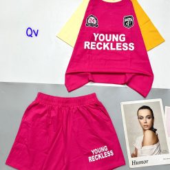 Đồ bộ quần đùi áo tay ngắn in chữ Young Reckless - DBO4686