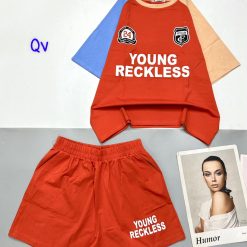 Đồ bộ quần đùi áo tay ngắn in chữ Young Reckless - DBO4686