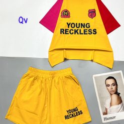Đồ bộ quần đùi áo tay ngắn in chữ Young Reckless - DBO4686