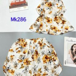Đồ bộ áo hai dây quần đùi vải tonl hình hoa cỏ khác nhau - DBO4689