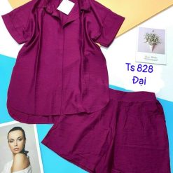 Đồ bộ quần đùi áo sơ mi tay ngắn cổ bẻ trơn - DBO4692