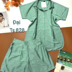 Đồ bộ quần đùi áo sơ mi tay ngắn cổ bẻ trơn - DBO4692
