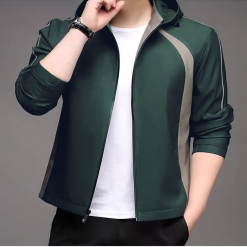 Áo Khoác Dù Nam Có Nón Phối Sọc Hai Bên Cao Cấp - AK091