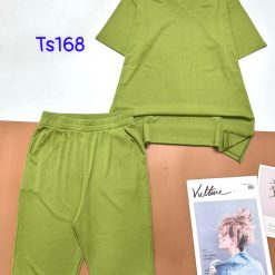 Đồ bộ tăm lạnh quần ngố áo cổ v trơn - DBO4694