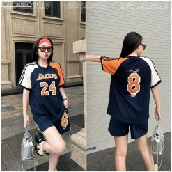 Đồ bộ quần đùi áo tay ngắn in số 8 và 24 tay 2 màu - DBO4697