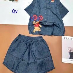 Đồ bộ quần đùi áo sơ mi tay ngắn in hình gấu Pooh - DBO4703