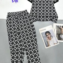 Đồ bộ quần dài áo tay ngắn cổ tròn nhiều hoạ tiết - DBO4706