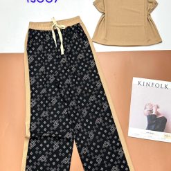 Đồ bộ quần dài có sọc lớn bê hông áo ba lỗ trơn - DBO4708