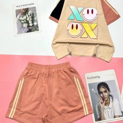 Đồ bộ quần đùi áo tay ngắn in chữ X mặt cười - DBO4710
