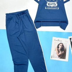 Đồ bộ quần dài bo thun áo tay ngắn in số 625 - DBO4716