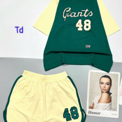 Đồ bộ quần đùi cùng màu tay áo in số 48 - DBO4717