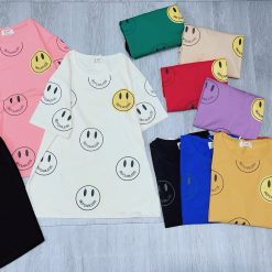 Đồ bộ quần lửng đen áo tay ngắn in nhiều mặt cười - DBO4719