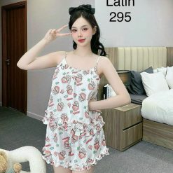 Đồ bộ quần đùi bèo latin áo hai dây nhiều hình dễ thương - DBO4721