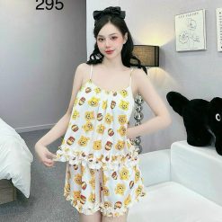 Đồ bộ quần đùi bèo latin áo hai dây nhiều hình dễ thương - DBO4721