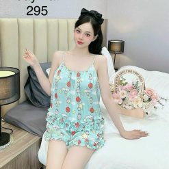 Đồ bộ quần đùi bèo latin áo hai dây nhiều hình dễ thương - DBO4721