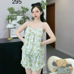 Đồ bộ quần đùi bèo latin áo hai dây nhiều hình dễ thương - DBO4721
