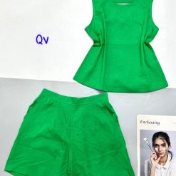 Đồ bộ vải kate mặc nhà áo sách nách trơn - DBO4722