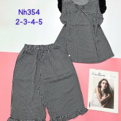 Đồ bộ mặc nhà vải kate quần lửng áo sát nách bèo - DBO4725