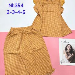 Đồ bộ mặc nhà vải kate quần lửng áo sát nách bèo - DBO4725