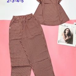 Đồ bộ vải kate quần dài áo sát nách bèo cột nơ nhỏ - DBO4726