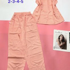 Đồ bộ vải kate quần dài áo sát nách bèo cột nơ nhỏ - DBO4726