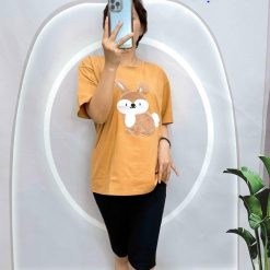 Đồ bộ quần lửng đen áo tay ngắn in hình con sóc - DBO4729