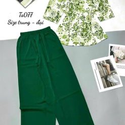 Đồ bộ mango quần dài trơn áo tay dài có nút in có 2 size - DBO4735